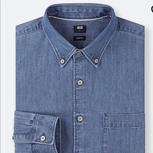 NWT🛍 Uniqlo Men Denim Slim-Fit Long-Sleeve Shirt
